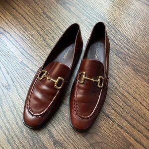 Jeffrey Campbell Brown and Gold Horsebit Loafers